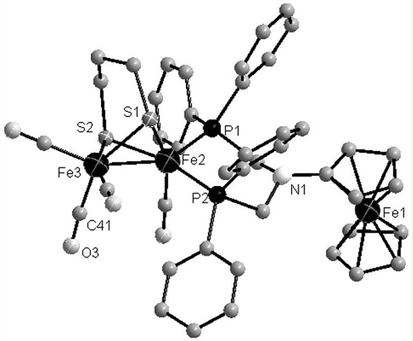 一种含氨基二茂铁双膦配体铁铁氢化酶模型物及其合成方法和应用
